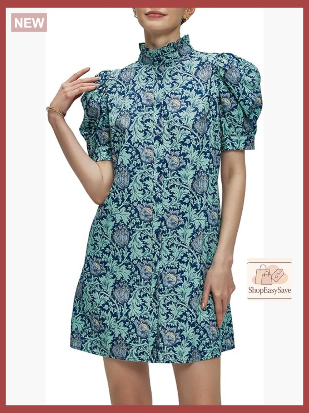 Floral Mini Dress Button Down Shirt Style Ruffle Collar Casual Chic Summer